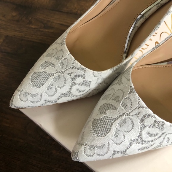 Jewel Badgley Mischka Zuri Evening White Lace Women’s 9.5 Pumps - Picture 2 of 6